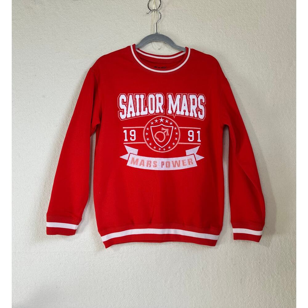 Sailor Moon Sailor Mars Varsity Crewneck Sweatshirt Anime SZ S NWOT